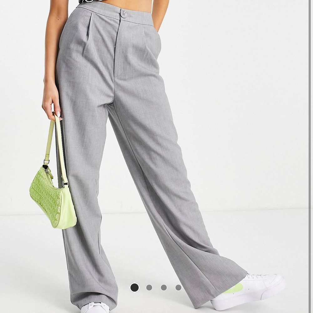 Stradivarius wide leg relaxed dad pant in gray